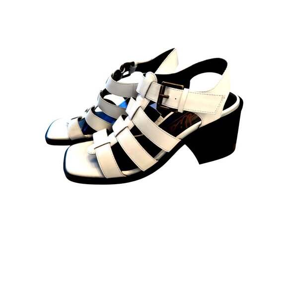 Zodiac Joleen White Strap Sandal Size 8.5 EU 39 NWOB 3" Chunky Heel - Picture 9 of 10